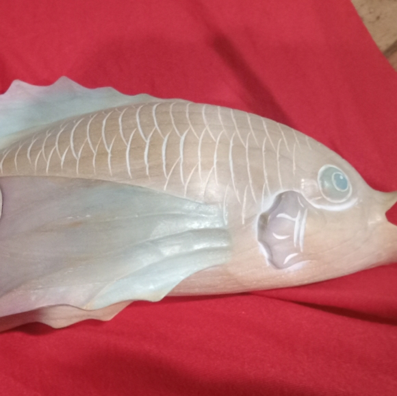 Wooden Carp 17"x 7" Solid Wood - Picture 1 of 8